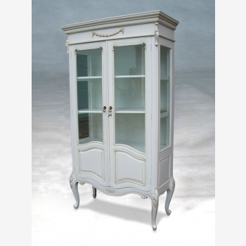 indonesia furniture French Ribbon Glass Cabinet 2 Door